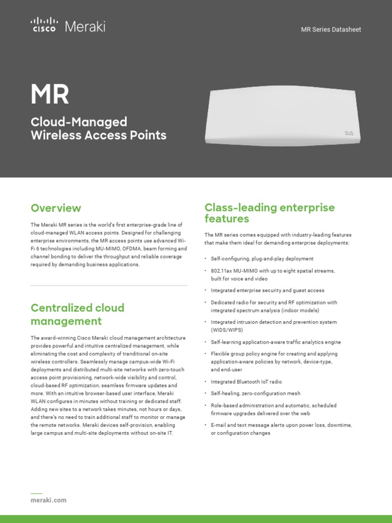 Cloud-Managed Wireless Access Points: Class-Leading Enterprise Features ...