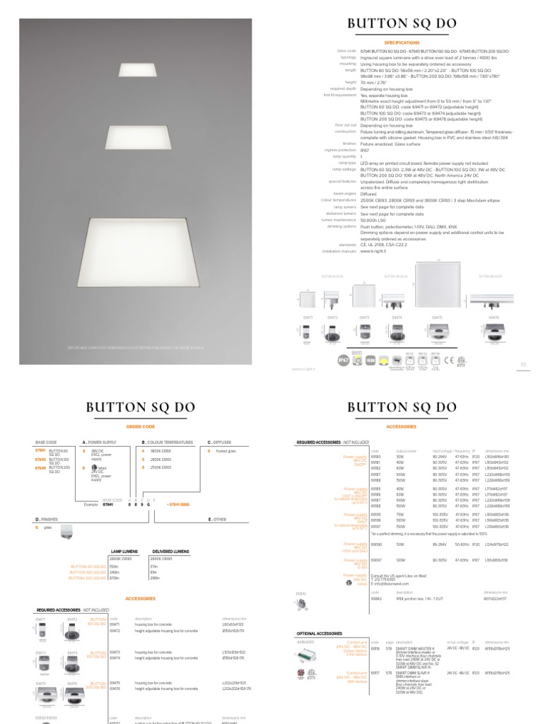 Inground Square LED Luminaire Specs | PDF | Power Supply | Equipment