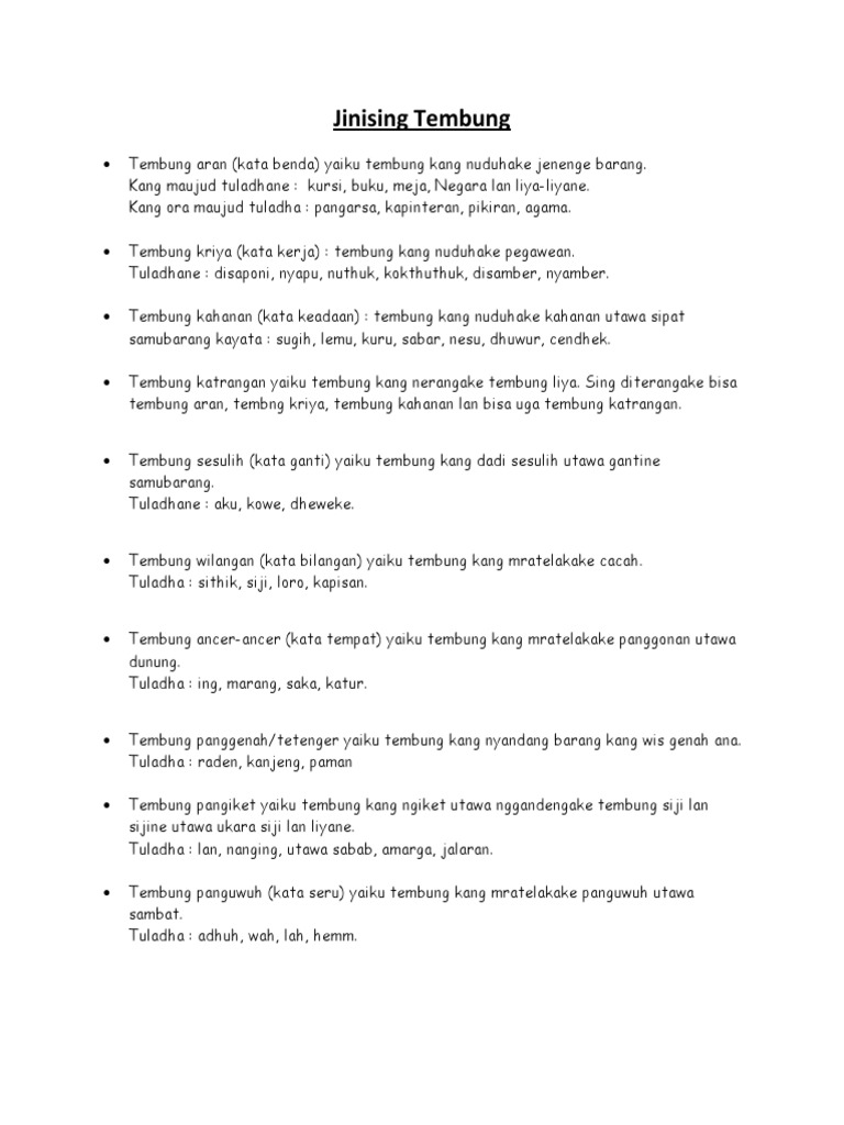 Jinising Tembung Pdf