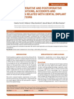 Intraoperative and Postoperative Complications, Accidents and Failures Related With Dental Implant Applications