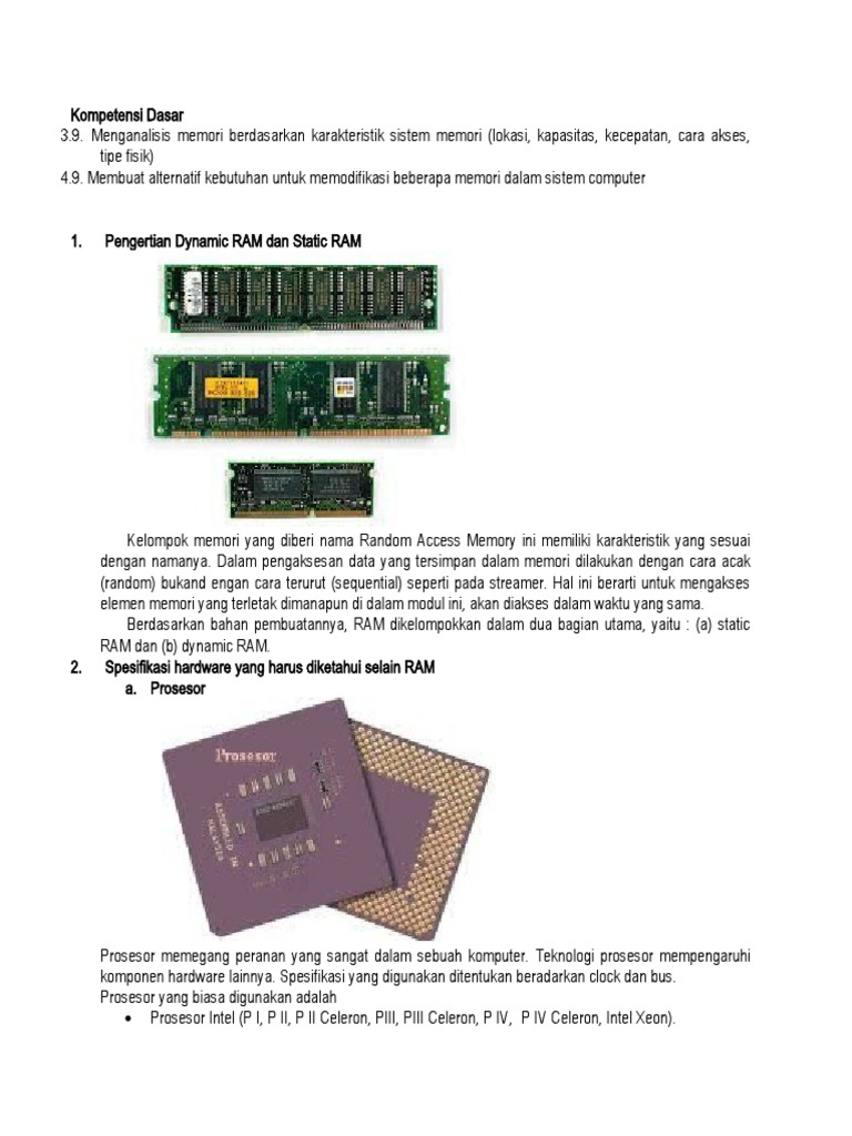 Karakteristik dan Jenis RAM dalam Sistem | PDF | Game & Aktivitas ...