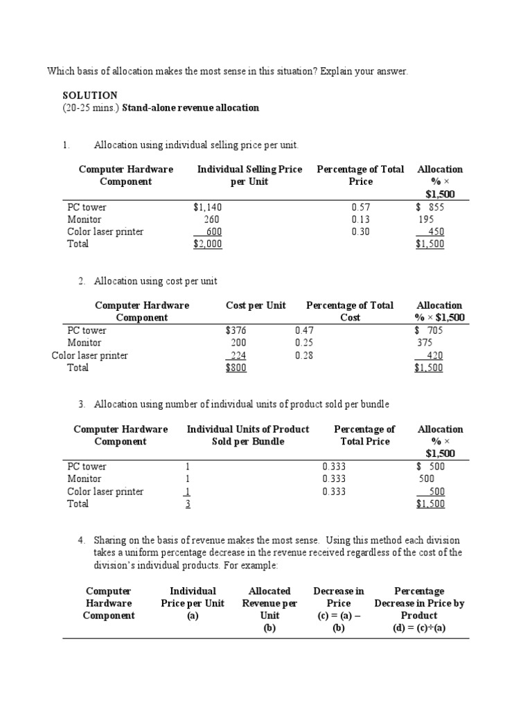 Which Basis of Allocation Makes The Most Sense in This Situation | PDF