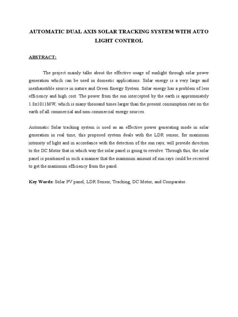 Dual Axis Solar Tracking System Design | PDF | Technology & Engineering