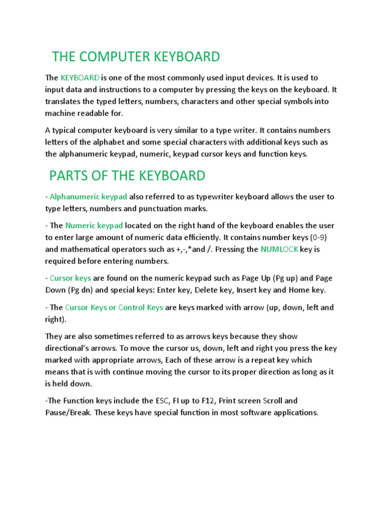 The Computer Keyboard | PDF | Computer Keyboard | Text