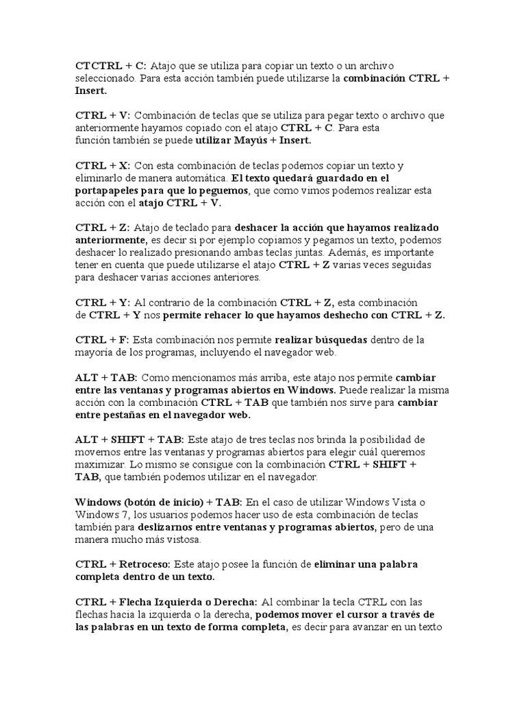 Comandos de Teclado PDF Ventana (informática) Interfaces gráficas