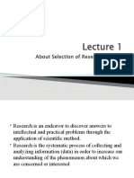 Lecture 1 How To Select Appropriate Topic For Research