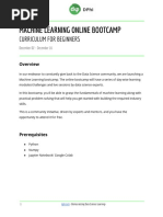 Machine Learning Online Bootcamp Beginners Track Curriculum