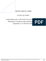 Arrêté dérogation à la règle du repos dominical pour les dimanches 21 et 28 février 2021