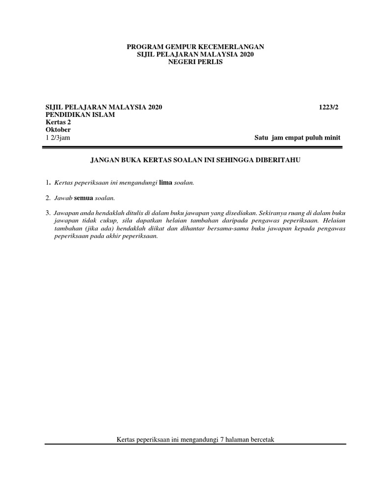 Soalan Percubaan Spm Perlis Kertas 2 2020 Pdf