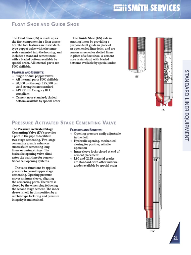Float Shoe and Guide Shoe Overview | PDF | Valve | Chemical Engineering