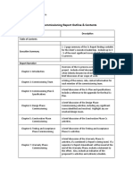 Final Commissioning Report Outline & Contents: Section Description