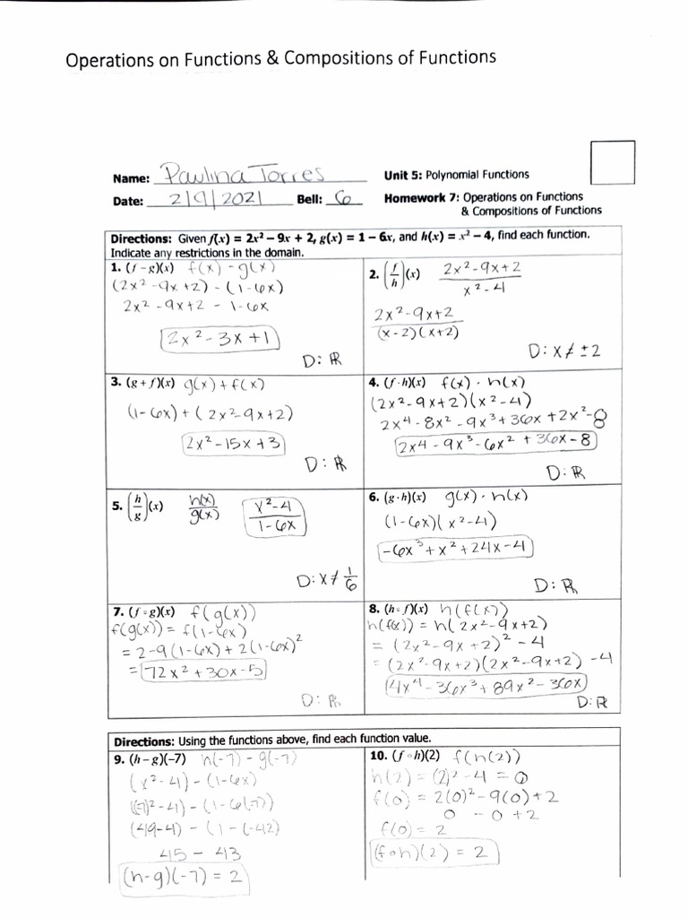 Unit 5 Polynomial Functions Homework 1