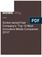 "Top 10 Most Innovative Media Companies 2010", Scribd Blog, 2.20.10