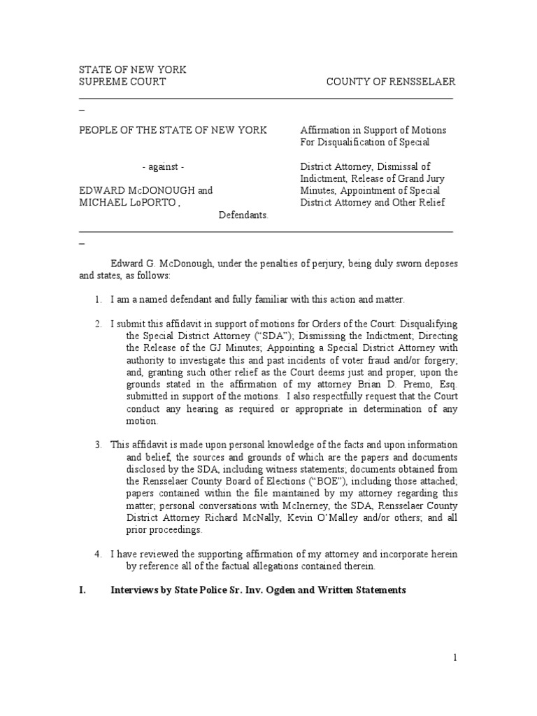 Motion to Disqualify Perjury Testimony