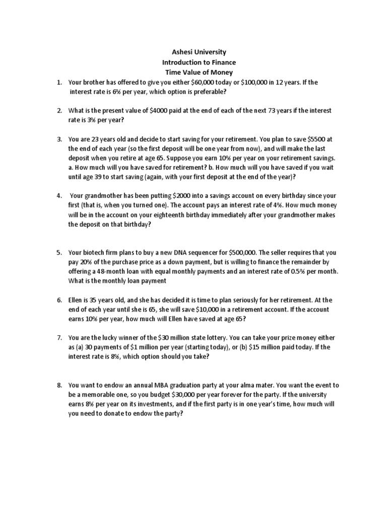 Practice Questions Time Value of Money | PDF | Career & Growth