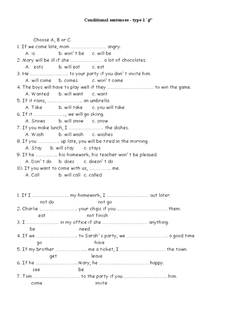 First Conditional Sentences Practice | PDF | Witchcraft | Luck