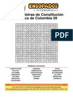 Sopa de Letras de Constitución Política de Colombia