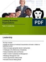 Leading Business Organisations: Topic 4: Leadership