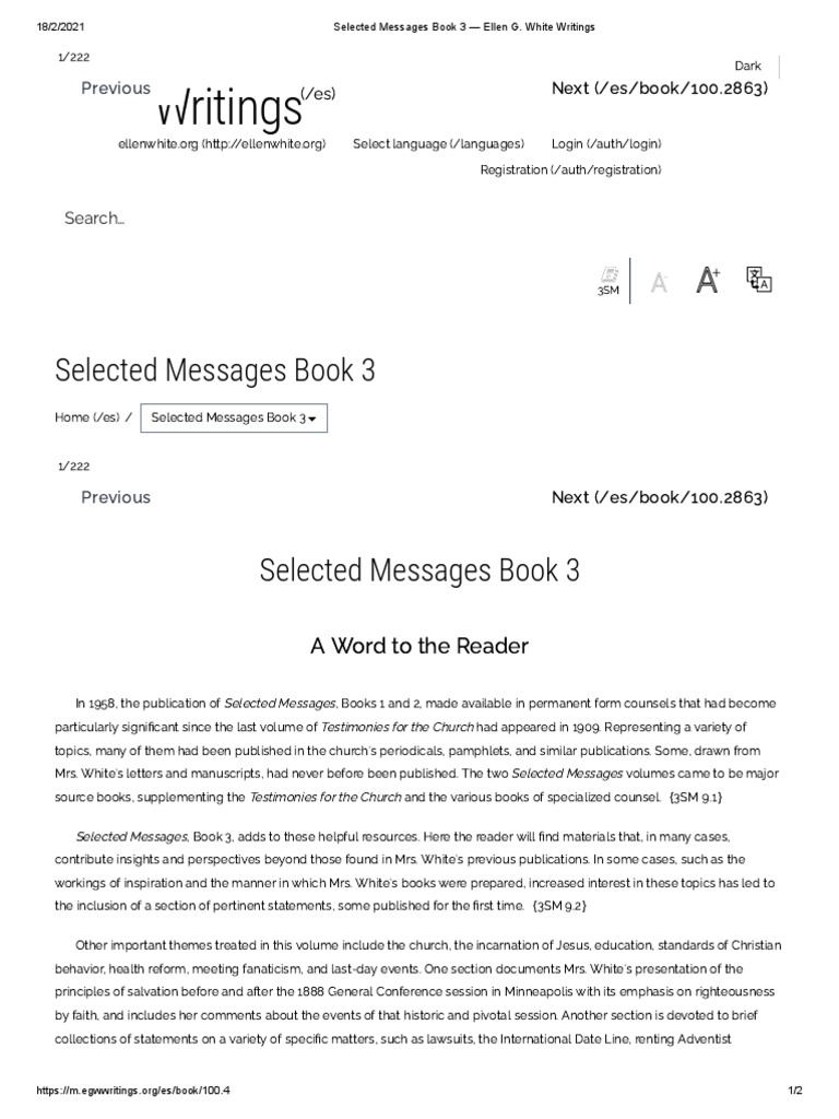 Writings: Selected Messages Book 3 | PDF | Theology | Christian Belief ...