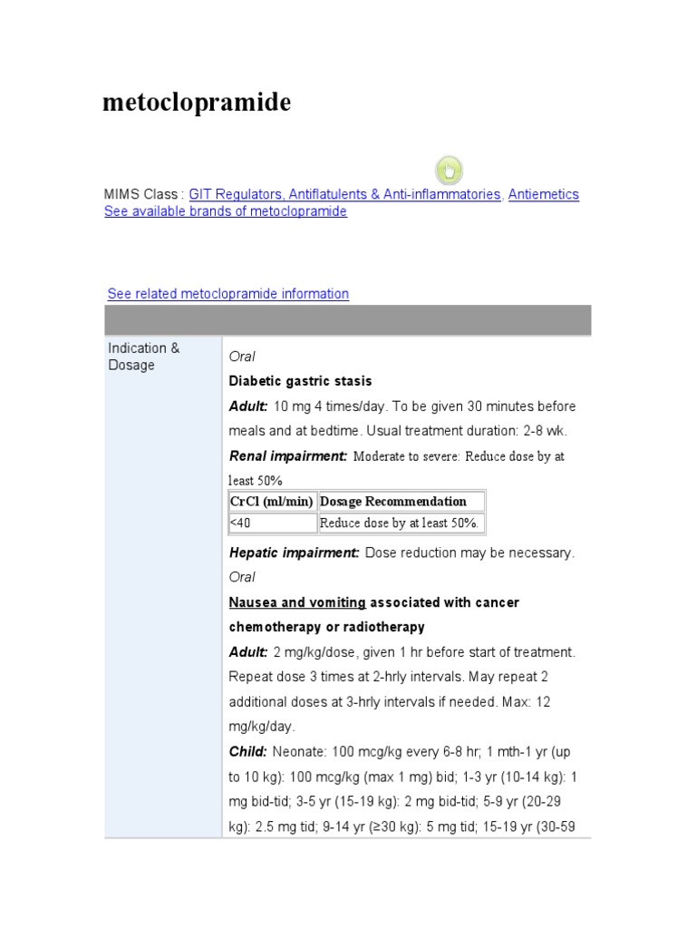 Metoclopramide: GIT Regulators, Antiflatulents & Anti-Inflammatories ...