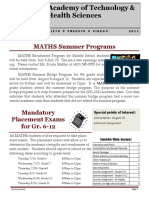 MATHS Summer Programs: July/Aug Exsisto Praesto Vigeo 2 0 1 1