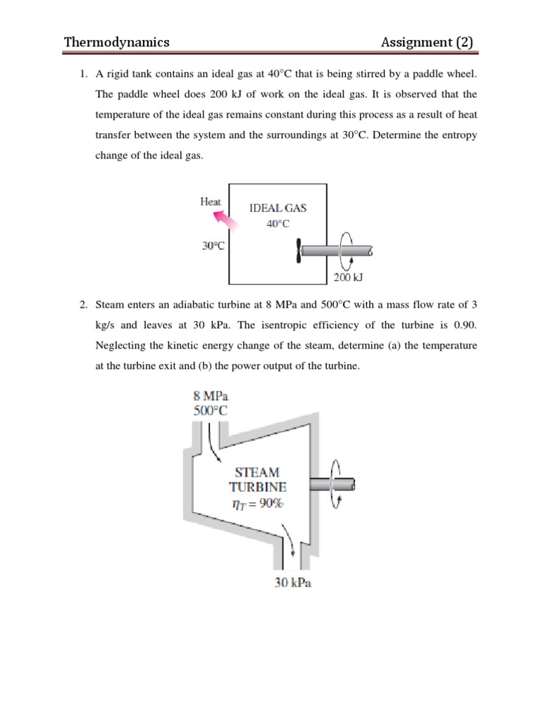 Thermodynamics Assignment on Ideal Gas and Turbine | PDF | Science ...