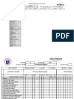 Input Data Sheet For E-Class Record: Region Division School Name School Id School Year