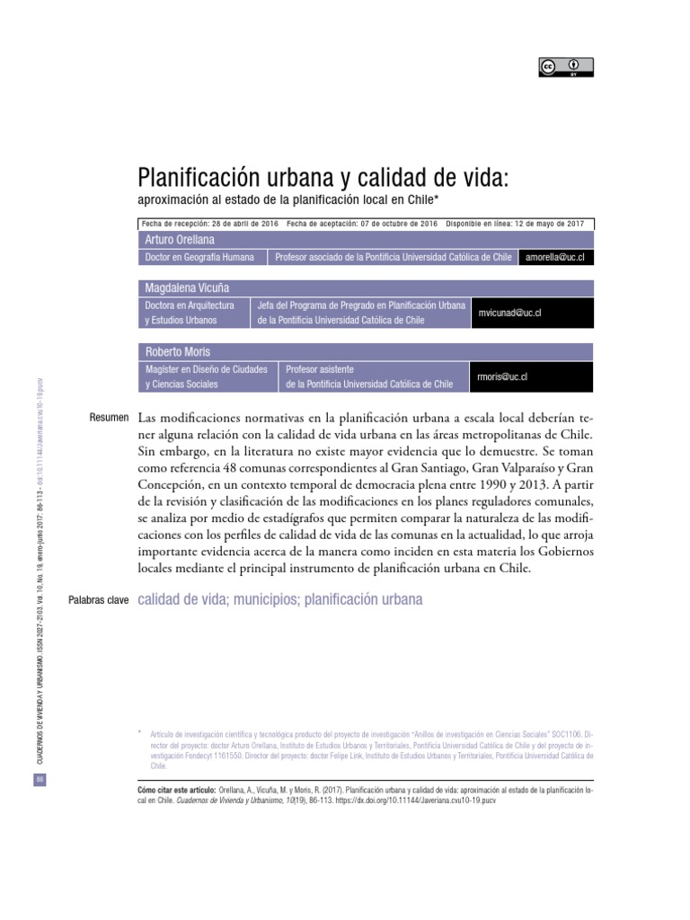 Planificación urbana y calidad de vida en Chile | PDF | Universidad | Chile