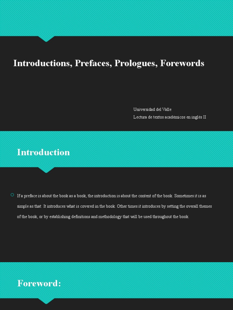 Understanding Prefaces and Prologues | PDF | Philosophy | General Fiction