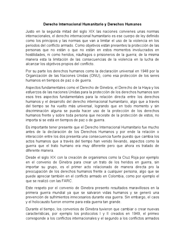 Derecho Internacional Humanitario y Derechos Humanos | PDF | Ley ...