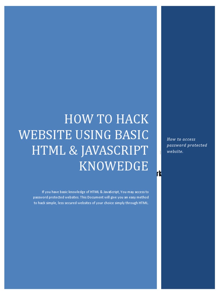 How To Hack Website Using Basic HTML & Javascript Knowedge | PDF ...