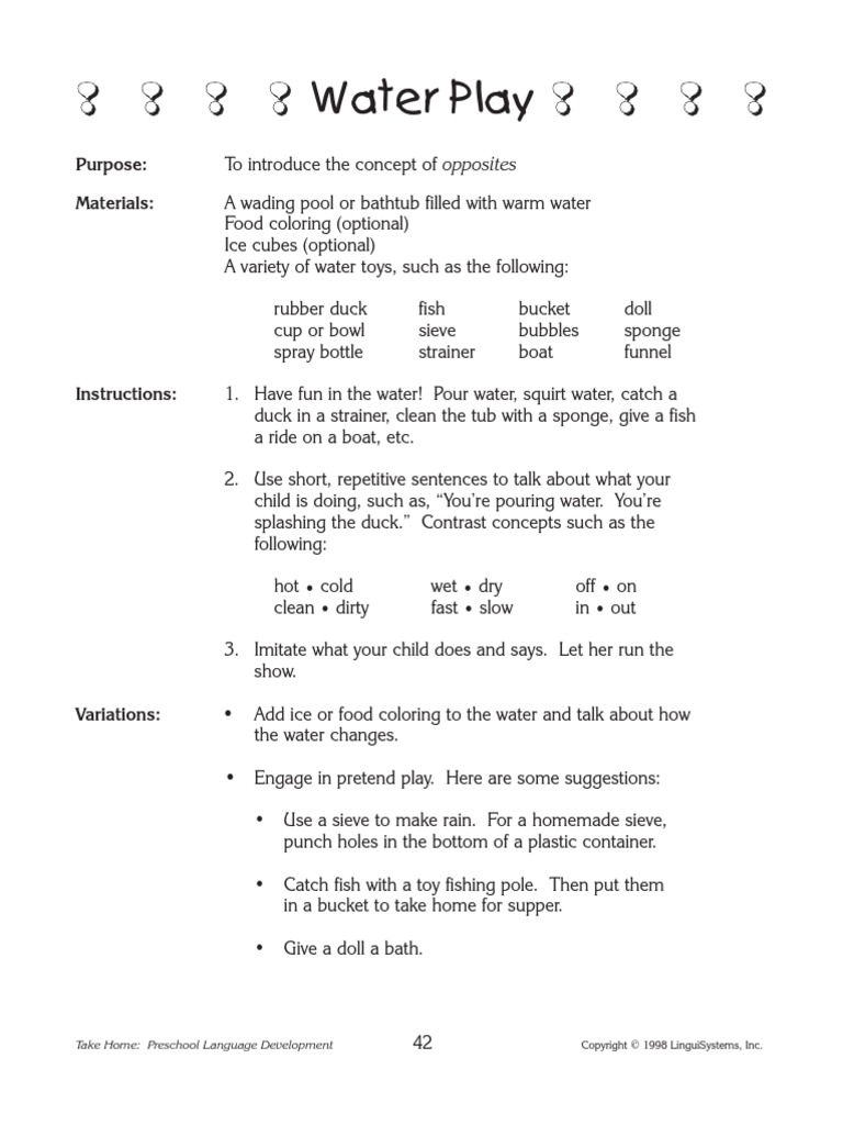 Water Play Purpose Materials PDF
