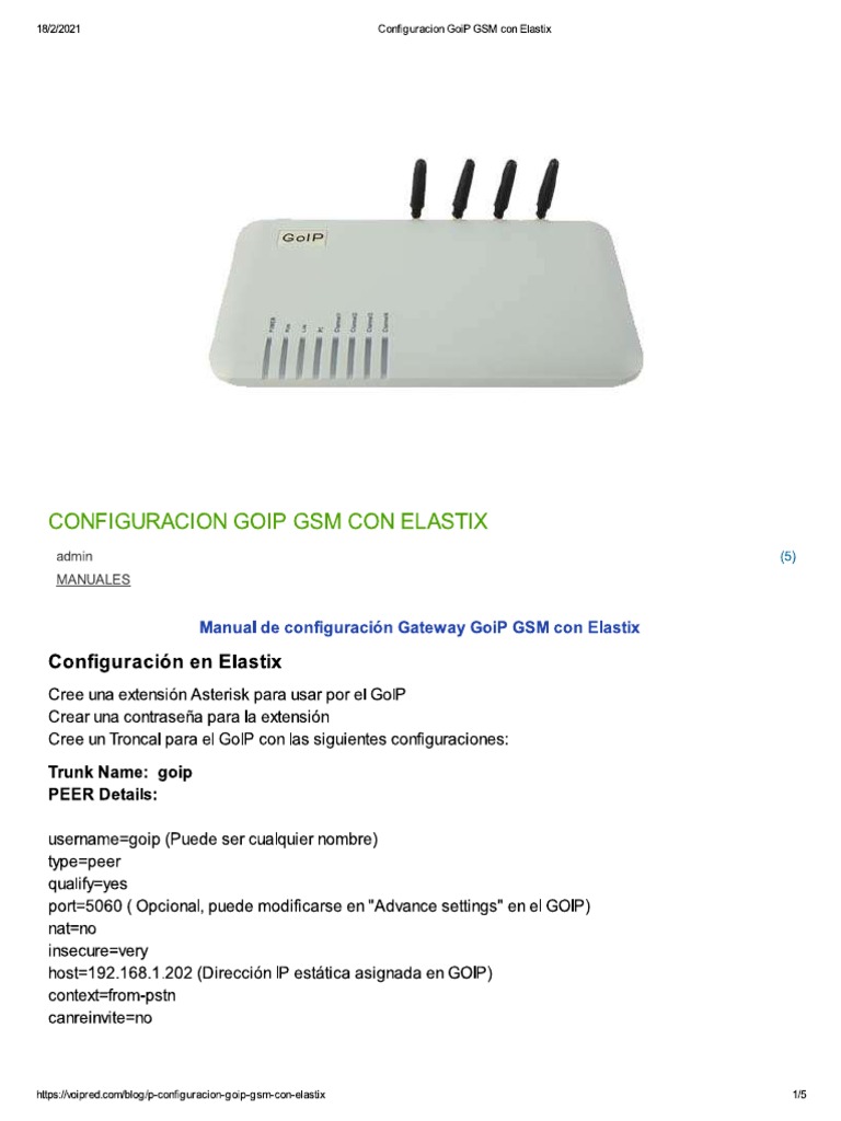 Configuracion GoIP GSM Elastix | PDF