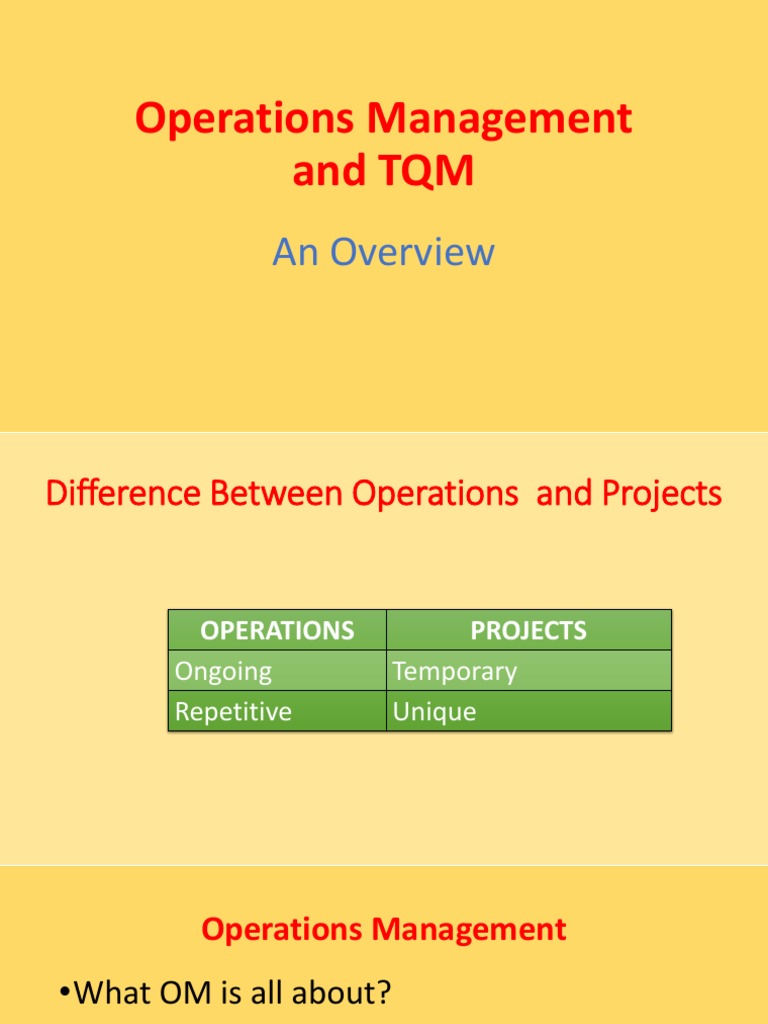 Overview of Operations Management and TQM | PDF | Operations Management ...