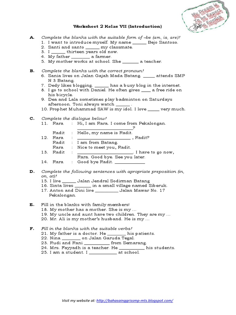 Introduction to Kelas VII English | PDF