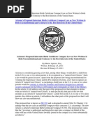 Arizona Proposed Law SB1308 - Unconstitutional and Not in Best Interests of USA