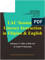 LAC Session On Literacy Instruction in Filipino & English: February 17, 2021 at 8:00 AM at Grade 9 Classroom