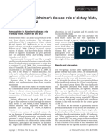 Homocysteine in Alzheimer's Disease: Role of Dietary Folate, Vitamin B6 and B12