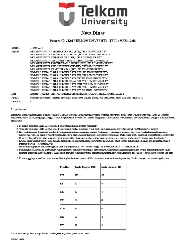 Panduan Proposal PKM 2018 Telkom University | PDF