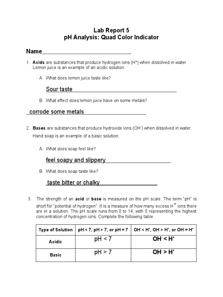 pH Analysis Lab Report: Quad Indicator | PDF | Ph | Acid