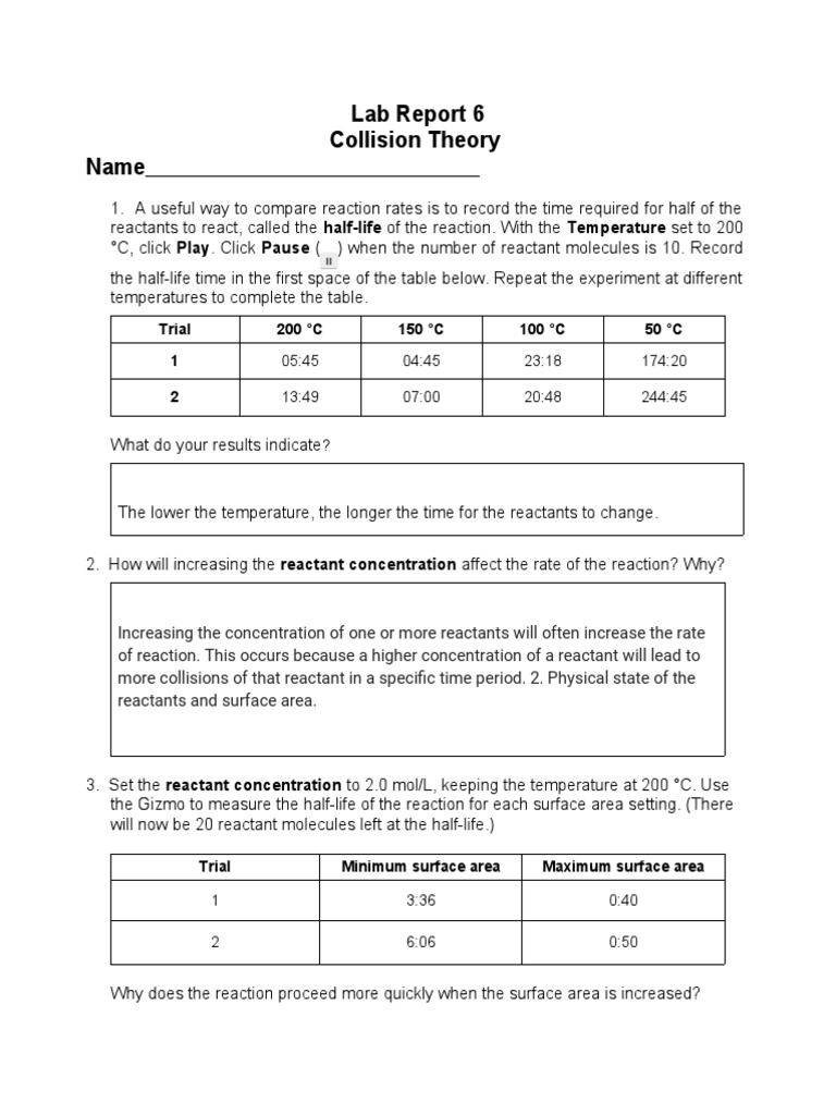 The Effects of Temperature, Concentration, and Surface Area on Reaction