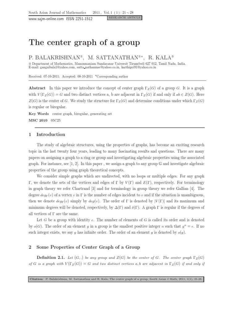 Center Graph | PDF | Group (Mathematics) | Theorem