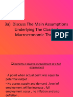 Classical macroeconomic theory assumptions and the quantity theory of money