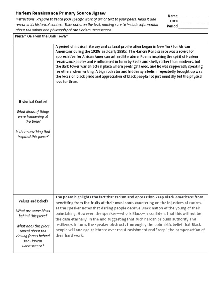 Harlem Renaissance Art and Context Guide | PDF | Harlem Renaissance ...