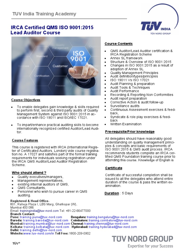 ISO 9001 - 2015 IRCA Lead Auditor Training | PDF | Iso 9000 | Audit