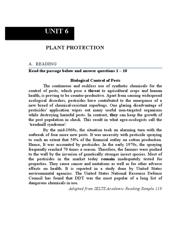 Unit 6.plant Protection PDF Pesticide Agriculture