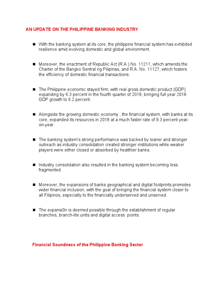 An Update On The Philippine Banking Industry Group7 | PDF | Banks ...