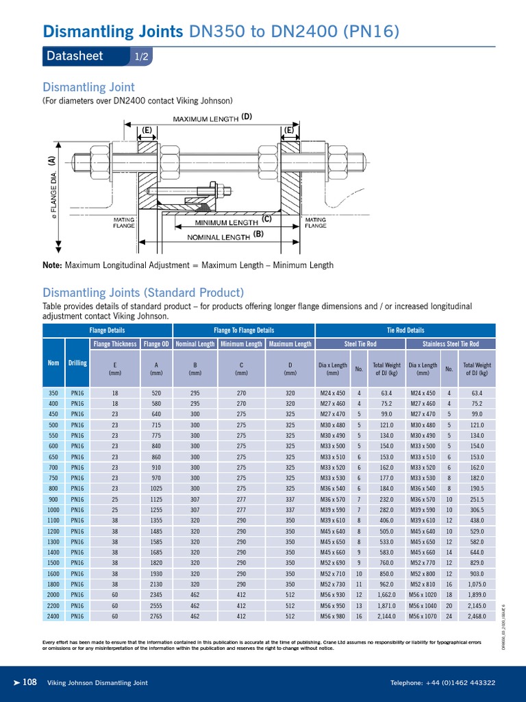 Dismantling Joints Dn350 To Dn2400 Pn16 Pdf Screw Mechanical