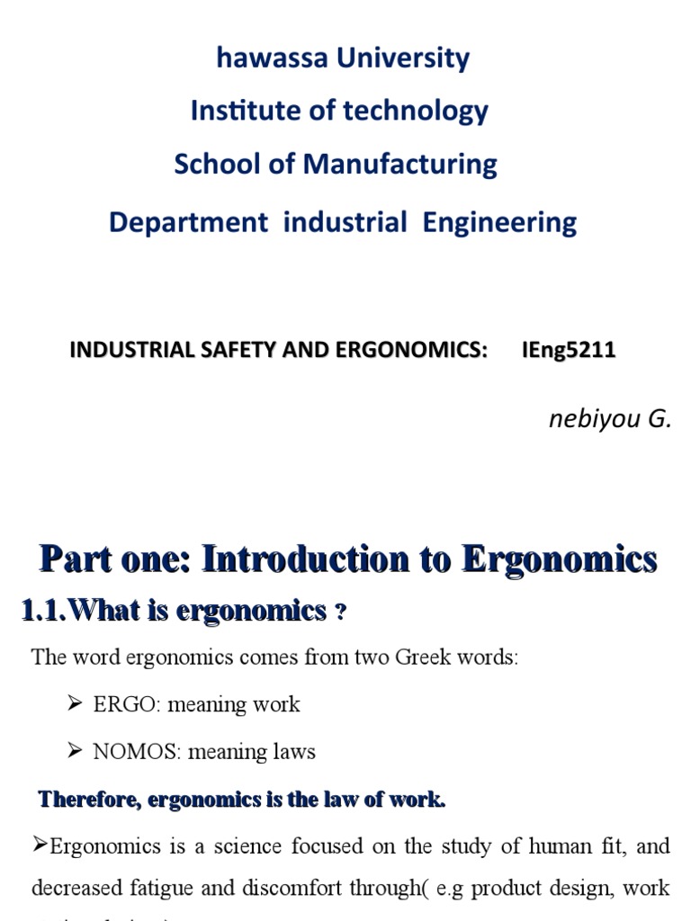 Hawassa University Institute of Technology School of Manufacturing