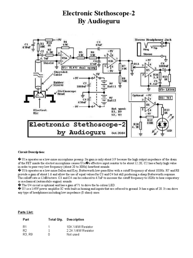 Electronic Stethoscope2 PDF Microphone Headphones